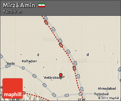 Shaded Relief Map of Mīrzā Amīn
