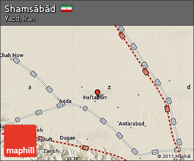 Shaded Relief Map of Shamsābād