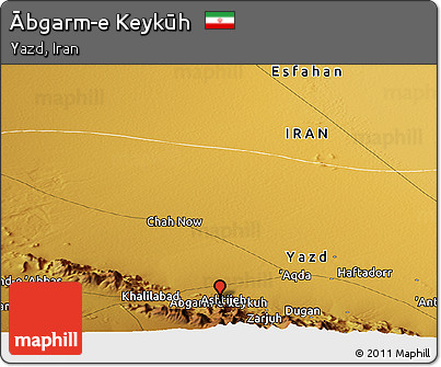 Physical Panoramic Map of Ābgarm-e Keykūh