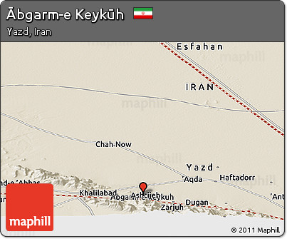 Shaded Relief Panoramic Map of Ābgarm-e Keykūh