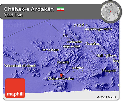 Political 3D Map of Chāhak-e Ardakān