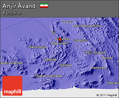 Political 3D Map of Anjīr Āvand