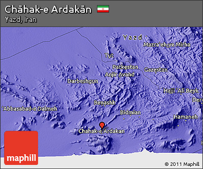 Political 3D Map of Chāhak-e Ardakān