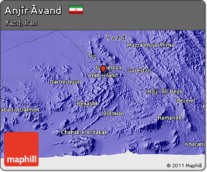 Political 3D Map of Anjīr Āvand