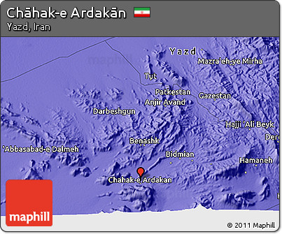 Political 3D Map of Chāhak-e Ardakān