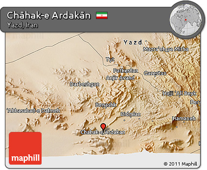 Satellite 3D Map of Chāhak-e Ardakān