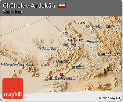 Satellite 3D Map of Chāhak-e Ardakān