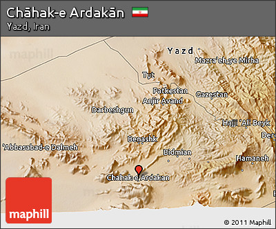 Satellite 3D Map of Chāhak-e Ardakān