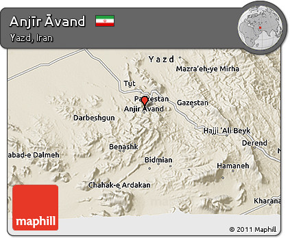 Shaded Relief 3D Map of Anjīr Āvand