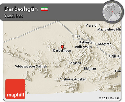 Shaded Relief 3D Map of Darbeshgūn