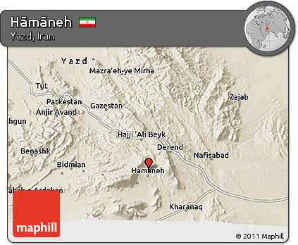 Shaded Relief 3D Map of Hāmāneh