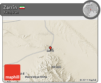 Shaded Relief 3D Map of Zarrīn