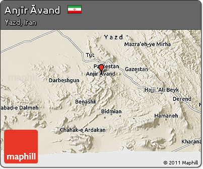 Shaded Relief 3D Map of Anjīr Āvand