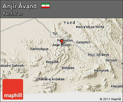 Shaded Relief 3D Map of Anjīr Āvand