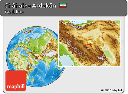 Physical Location Map of Chāhak-e Ardakān