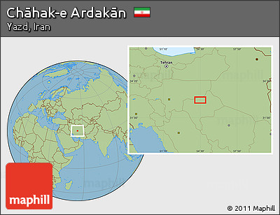 Savanna Style Location Map of Chāhak-e Ardakān