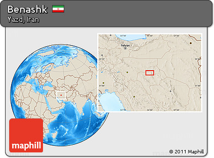 Shaded Relief Location Map of Benashk