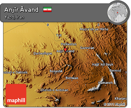 Physical Map of Anjīr Āvand