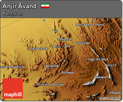 Physical Map of Anjīr Āvand