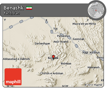 Shaded Relief Map of Benashk