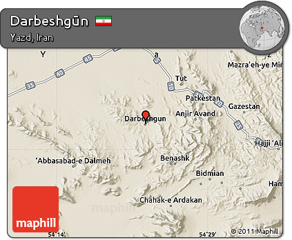 Shaded Relief Map of Darbeshgūn