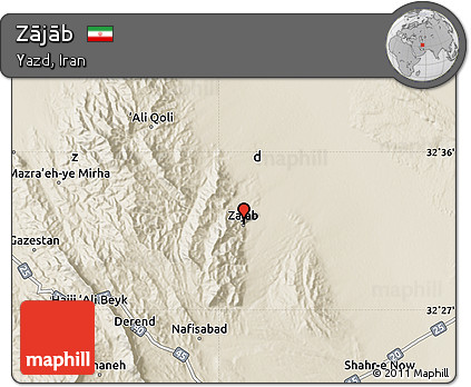 Shaded Relief Map of Zājāb