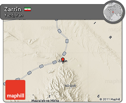 Shaded Relief Map of Zarrīn