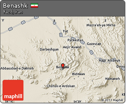 Shaded Relief Map of Benashk