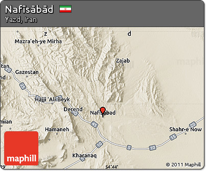 Shaded Relief Map of Nafīsābād