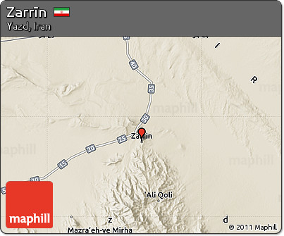Shaded Relief Map of Zarrīn