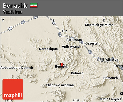 Shaded Relief Map of Benashk