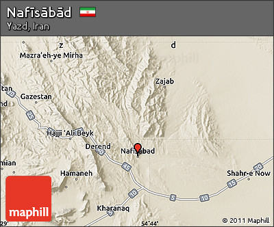 Shaded Relief Map of Nafīsābād