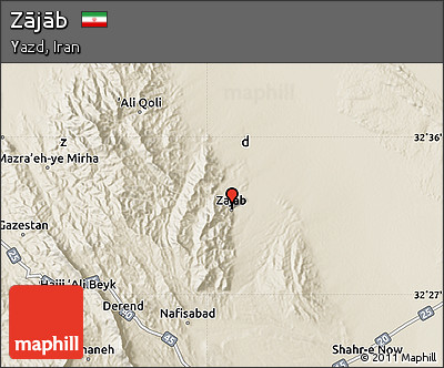 Shaded Relief Map of Zājāb