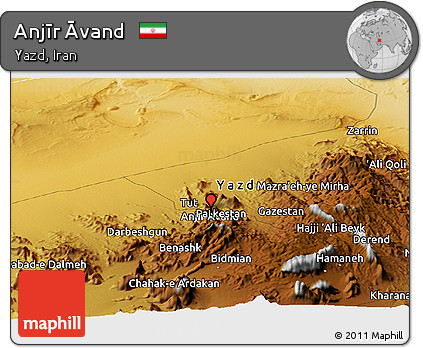 Physical Panoramic Map of Anjīr Āvand