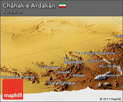 Physical Panoramic Map of Chāhak-e Ardakān