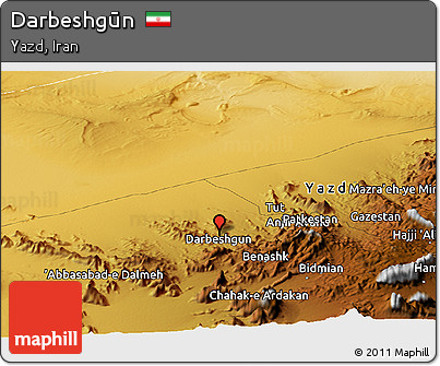 Physical Panoramic Map of Darbeshgūn
