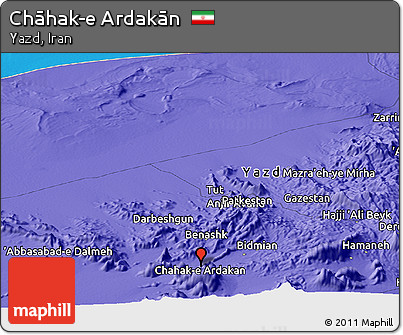 Political Panoramic Map of Chāhak-e Ardakān