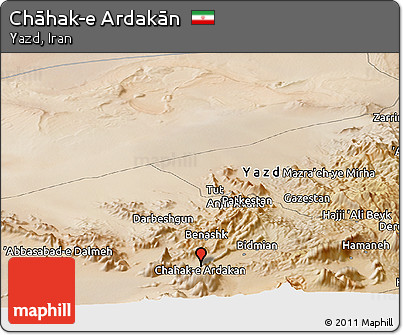 Satellite Panoramic Map of Chāhak-e Ardakān