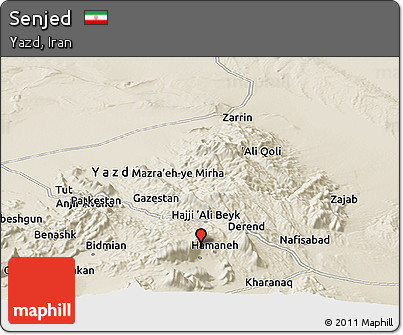 Shaded Relief Panoramic Map of Senjed