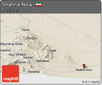Shaded Relief Panoramic Map of Shahr-e Now
