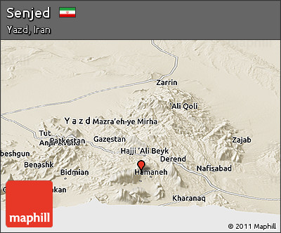 Shaded Relief Panoramic Map of Senjed