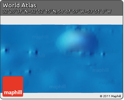 Shaded Relief 3D Map of the Area around 32° 36' 26" N, 54° 19' 30" W