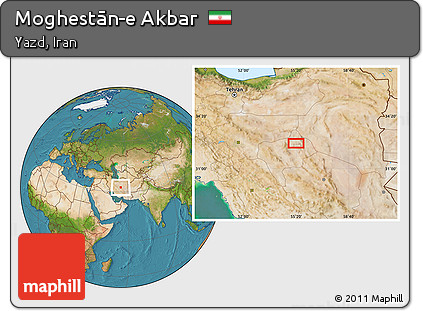 Satellite Location Map of Moghestān-e Akbar