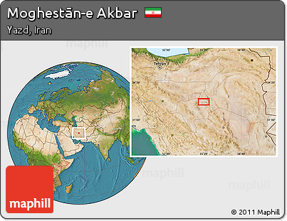Satellite Location Map of Moghestān-e Akbar