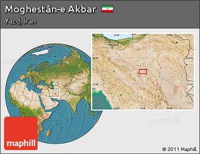 Satellite Location Map of Moghestān-e Akbar