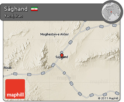 Shaded Relief Map of Sāghand