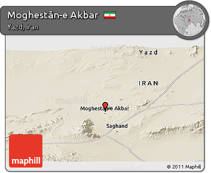 Shaded Relief Panoramic Map of Moghestān-e Akbar