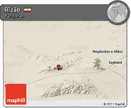 Shaded Relief Panoramic Map of Rīzāb