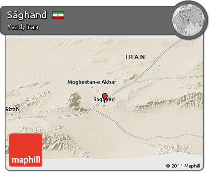 Shaded Relief Panoramic Map of Sāghand