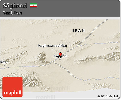 Shaded Relief Panoramic Map of Sāghand